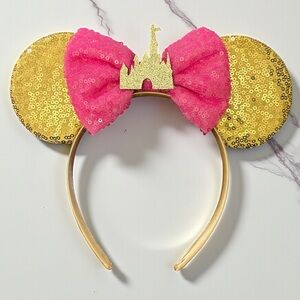 Pink and Gold Castle Minnie Mouse Ears